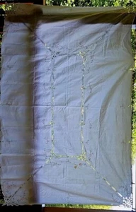13 Stck. Vintage Leinen Kotten Tischdecke 102x63 12 Servietten bestickt mit Battington - Bild 1 von 17