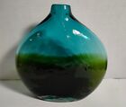 Agua Green Hand Blown Art Glass Vase 8 X8  Heavy