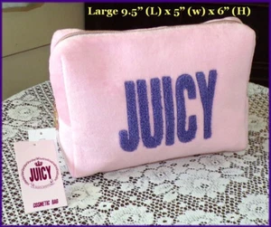 NWT Juicy by Juicy Couture Pink & Purple Large Soft Fleece Cosmetic Bag MSRP $36 - Picture 1 of 10