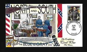 US Collins FDC Hand Painted 1995 - Civil War - Robert E. Lee - Picture 1 of 1