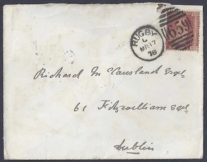 UK GB 1878 RUGBY NEAT DUPLEX CANCEL ON COVER TO DUBLIN RUGBY IS IN WARWICKSHIRE - Picture 1 of 2