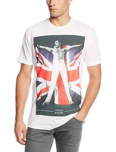 Authentic QUEEN Band Freddie Flag Logo Slim Fit T-Shirt S White NEW - Picture 1 of 2
