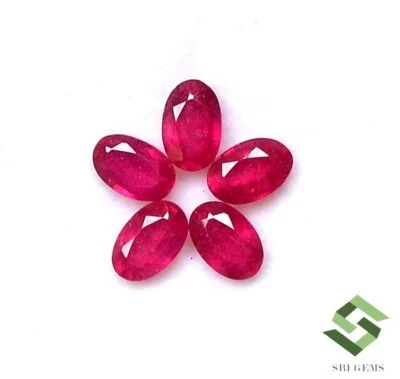 Lote de 05 piedras preciosas sueltas 6x4 mm rubí natural corte ovalado 3,61 CTS Mozambique Foto 1 de 4