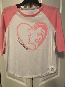 Chubby Mermaids Manatee Shirt Top, Junior Girls M Pink White - Picture 1 of 7