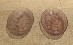 Set of 2 Hand Painted Pink Art Glass Oval Dish I think Ilanit Olamtov Jerusalem? - Picture 1 of 7