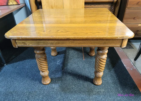 Antique Louis F Nonnast Victorian Tiger Oak Split Dining Table Cover