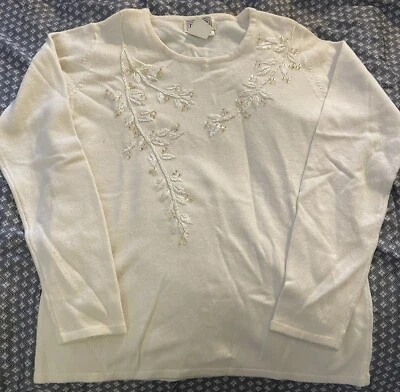 Suéter blanco vintage aplique talla A Foto 1 de 3