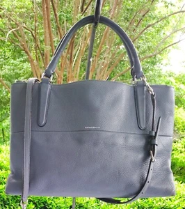 Coach MEDIUM 28160 Borough Cornflower Blue Triple Compartment Leather Satchel - Picture 1 of 19