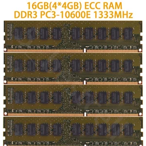 16 GB 4x 4GB DDR3 PC3-10600E 1333 MHz 240pin CL9 UDIMM ECC Unbuffered Memory ram - Picture 1 of 4