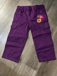 Girls Gymboree Wild for Zebra Capri Pants Size 7 Purple - No Belt - Picture 1 of 4