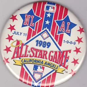 VINTAGE 3 1/2" PINBACK #10-048 - BASEBALL - 1989 ALL STAR GAME - Imagen 1 de 1