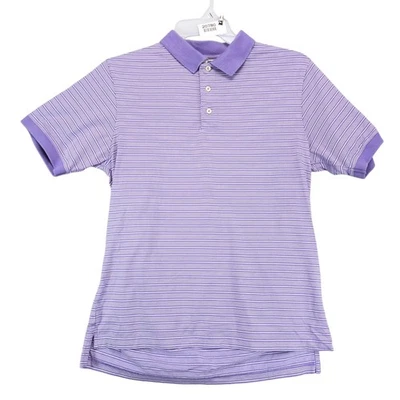 Black Saks Fifth Avenue Purple Striped Polo Shirt Men's M Short Slv Golf Preppy - Image 1 of 4