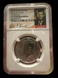 2018-S 50C Kennedy Half Dollar Graded by NGC PF70 Reverse Proof - Picture 1 of 2