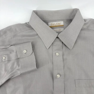 Roundtree & Yorke Gold Label Striped Dress Shirt - Size 18 / 35 - Men's - Image 1 of 4