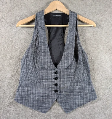 Express Design Studio Suit Vest Womens 4 Gray Black Plaid Stretch Career Formal - Image 1 of 4