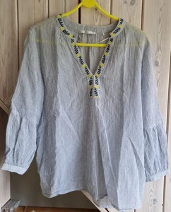 Esprit EDC, Long Sleeved Blouse Women's, Size M, White With Blue Stripes - Picture 1 of 6