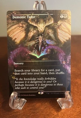 Borderless Foil Demonic Tutor MTG English Commander Masters CMM Magic - Image 1 of 2