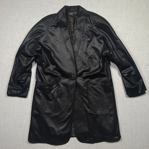 Vintage Russell Scott Liquid Faux Leather Blazer Black Jacket Size M/L - Picture 1 of 17