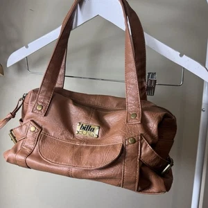 Vintage Y2K Billabong Faux Leather Boho Shoulder Bag Brown with Gold - Picture 1 of 9