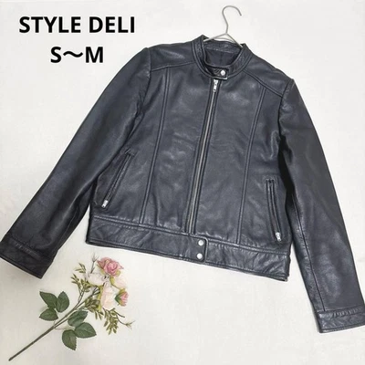 M Size Leather Jacket Style Deli Black Short Riders No Collar - Image 1 of 4