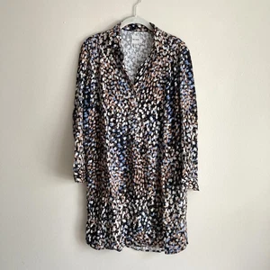 Nic+Zoe Womens Black Mineral Mix Long Sleeve Shirtdress Size XS Rayon Party - Picture 1 of 11