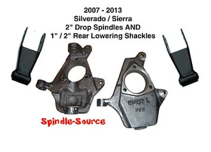 2007 - 2016 GM 1500 1/2 TON 2/2 DROP KIT SPINDLES SHACKLES Lowered Suspension 2" - Picture 1 of 3