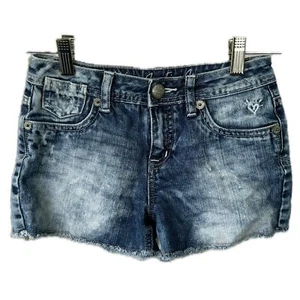 Justice Jeans Girls Simply Low 100% Cotton Distressed Acid Wash Denim Shorts 12S - Picture 1 of 5