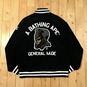 BAPE General logo corduroy varsity jacket a bathing ape NIGO Black Size M - Picture 1 of 10