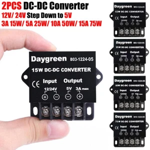 2PCS DC 12V 24V TO 5V Buck Converter 15W/25W/50W/75W Step Down Voltage Regulator - Picture 1 of 12