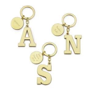 NIB Letter E Goldtone Key Chain Fob Initial Design Engraveable Things Remembered - Picture 1 of 5