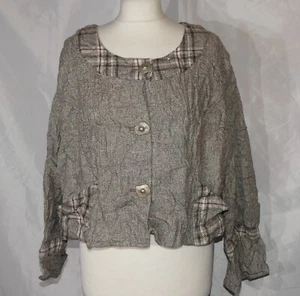 NESLAY LAGENLOOK PATCHWORK TWEED TARTAN BOXY JACKET BLAZER 1/2 L/XL BNWT - Picture 1 of 7