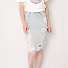 One by One Teaspoon Freelove Distressed Skirt Size 26 Small Denim Cotton Casual