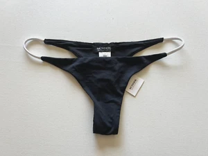 NUOVO SUNDEK costume da bagno bikini fondo taglio brasiliano bianco e nero logo schiena donna piccolo - Foto 1 di 5