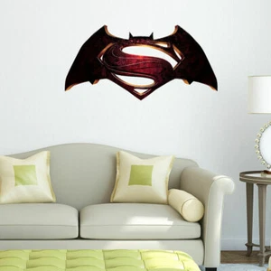 Superman Vs Batman Logo SuperHeroes Kids Boy Bedroom Decal Wall Art Sticker - Picture 1 of 4