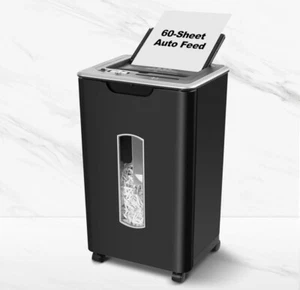 Paper Shredder for Home Office,60-Sheets Auto Feed,2.4m/min Shredding,55dB - Picture 1 of 6