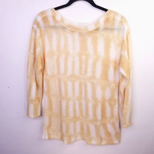 Chico's Shirt Size 1 Yellow Linenblend Knit Blouse Boat Neck Tunic Top Shirt - Picture 1 of 8