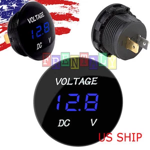 Blue LED Digital Waterproof Voltmeter A Gauge Meter 12V-24V Car Auto Motorcycle - Picture 1 of 4
