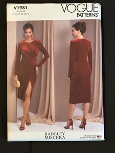 Vogue ~ Badgley Mischka Misses' KNIT DRESS - Size 16 - 24, V1981 - Picture 1 of 3
