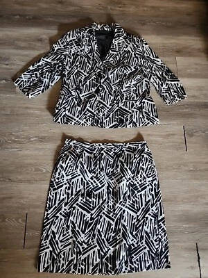 Traje Metrostyle Mujer Talla 16 Negro Blanco (2 Piezas), Falda Chaqueta Blazer Foto 1 de 4