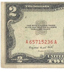 2 dollar bill Red Seal Note Error 1953B Bill States United Federal Reserve