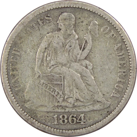 1864 S Seated Liberty Dime VF Very Fine 90% Silver 10c SKU:I1455 Cover