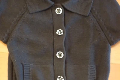 GYMBOREE BLACK DOT FLOWER BUTTON CARDIGAN SWEATER L 10-12 - Image 1 of 4