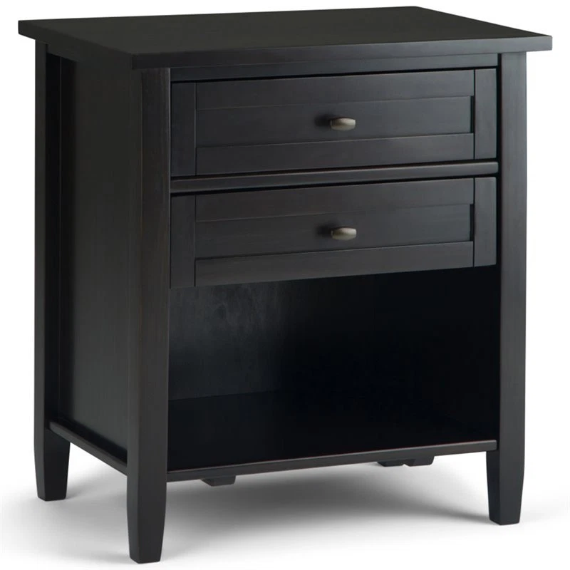 Warm Shaker 24 Inch Wide Rustic Bedside Nightstand Table in Dark Brown
