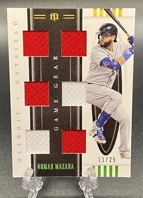 Camiseta 2021 National Treasures Nomar Mazara Game Gear Materials Six Sp 25/11 Foto 1 de 2