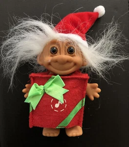 Vintage Russ Troll Christmas Present Musical Merry Little Troll NOT Working RARE - Picture 1 of 10