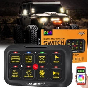 Auxbeam AR-820 RGB Switch Panel 12-24V w/ App Toggle/Momentary/Pulsed For Jeep - Picture 1 of 12