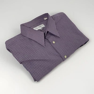 Camisa De Colección Yves Saint Laurent Cuello Recto Puño Francés Púrpura 17 XL Foto 1 de 4