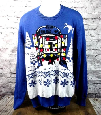 Licensed STAR WARS R2-D2 Festive Christmas sweater Blue, Ugly, Men's X-Large - Image 1 of 4