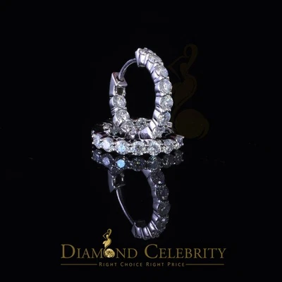 2.50ct Moissanite White 925 Sterling Silver Women's In and Out Hoop Earrings - Image 1 of 4