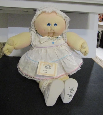 1985 SOFT SCULPTURE Cabbage Patch Blue Eyes Baby Girl Doll 22" Signed with Tag - Image 1 of 4